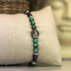 Bracelet STILIVITA en acier  Collection équilibre  ANTI STRESS  turquoise / améthyste / bouddha et séparateur en acier  17+4cm