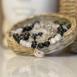 Bracelet STILIVITA en acier Collection équilibre COURAGE & FORCE Quartz rose  Tourmaline noire  chakra racine   17+4cm