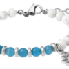 Bracelet STILIVITA en acier - Collection Médecine douce - PERTE DE POIDS FEMME - apatite - howlite blanche - lotus - 17+4cm