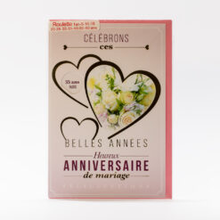 CARTE ANNIVERSAIRE DE MARIAGE CŒUR ROSE BLANCHE