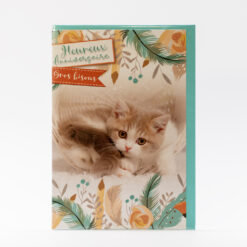 CARTE ANNIVERSAIRE GROS BISOUS ORANGE CHATON