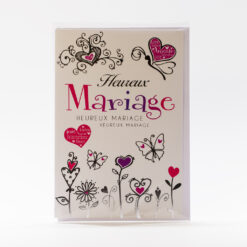CARTE HEUREUX MARIAGE PAPILLONS ROSE VIOLET