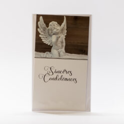 CARTE SINCERES CONDOLEANCES ANGE A GENOU 6645A