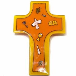 CROIX VERRE orange et jaune 8X12 cm ET2150R