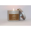 BOUGIE ARTISANALE CIRE VEGETALE PARFUMEE BOITE METALLIQUE AMBRE 45HEURES