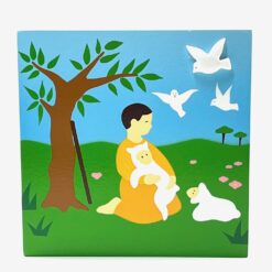 CADRE BOIS BERGER MOUTONS PERSONNALISABLE 13X13CM RDC