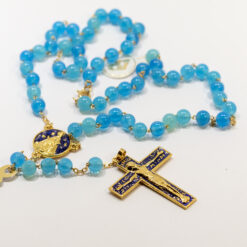 CHAPELET PLAQUE OR AGATE BLEUE + FERMOIR