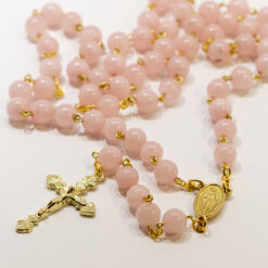CHAPELET QUARTZ ROSE PERLE 8MM + BOITE L