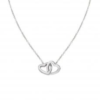 COLLIER ARGENT RHODIUM DOUBLE COEUR STRASS 40CM