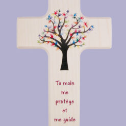 CROIX BOIS ARBRE/MAIN ENFANTS 15CM PT