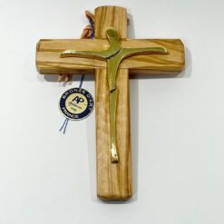 CROIX BOIS OLIVIER CHRIST BRONZE MODERNE 9X12CM PT