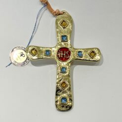 CROIX BRONZE MARTELEE CLOISONNEE IHS 10X7,5CM PT
