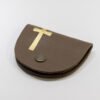 ETUI A CHAPELET CUIR BRUN AVEC CROIX 8X7 CM