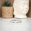 Bracelet STILIVITA en acier  Collection équilibre  PATIENCE & CALME  Aigue Marine  Howlite blanche  17+4cm