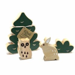 COFFRET SAPIN HIBOU LAPIN BOIS POUR ARCHE DE NOE 1313RDC