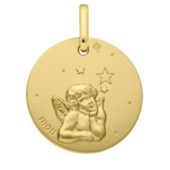 MEDAILLE ANGE RAPHAEL ETOILES 16MM OR 18 CARATS J271X