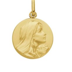 MEDAILLE VIERGE PRIANTE 18MM PLAQUE OR 3 MICRONS Q108X