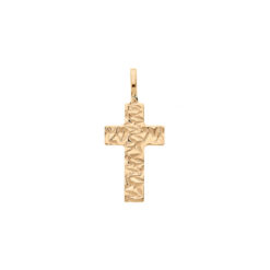PENDENTIF PLAQUÉ OR CROIX FROISSÉE 20MM