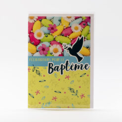 CARTE BAPTEME DRAGEES COLOMBE VERT
