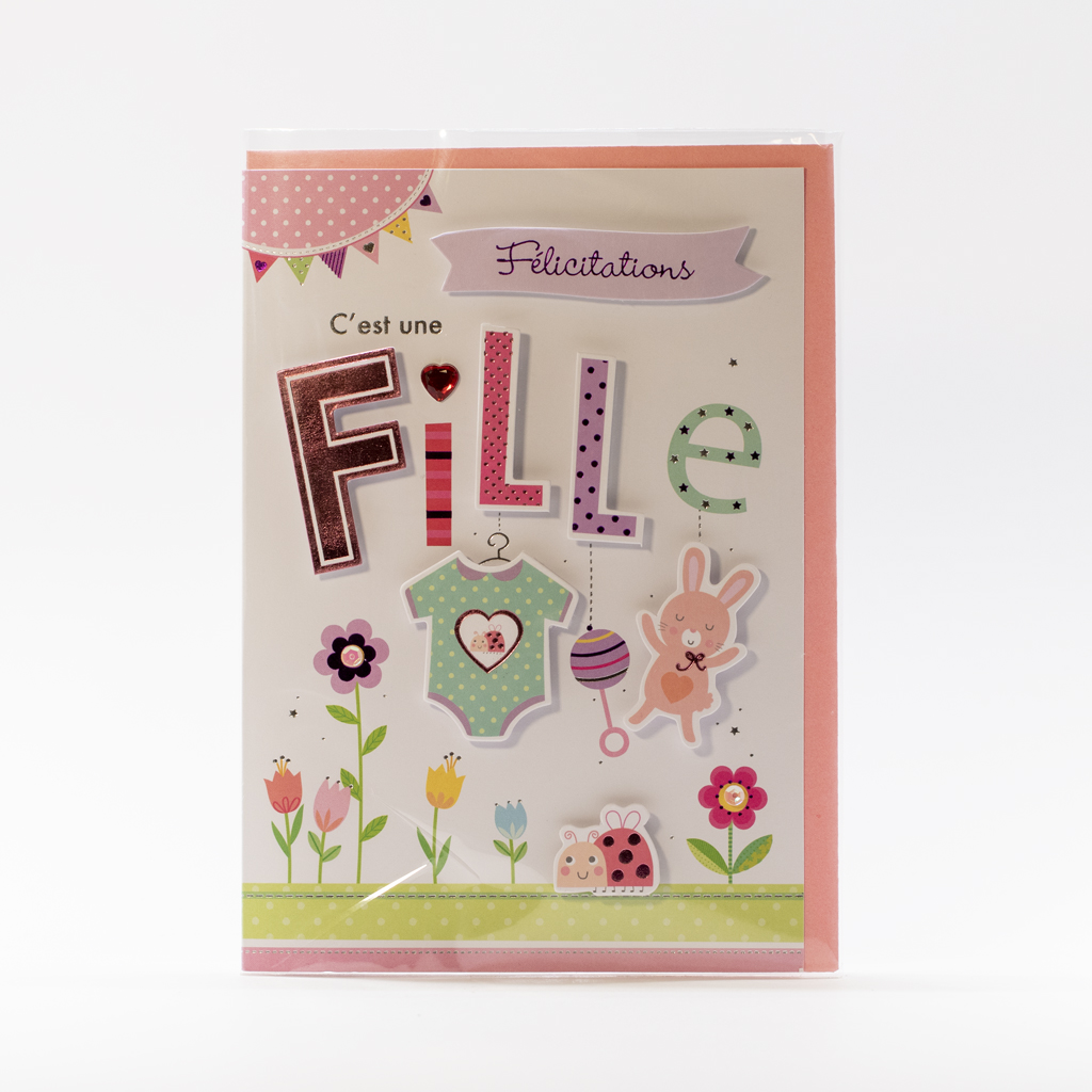 Carte de Félicitations - Naissance Fille