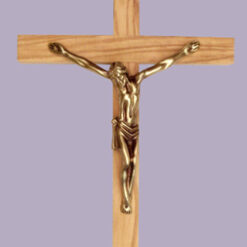CROIX BOIS OLIVIER CHRIST BRONZE 12CM PT