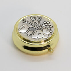 CUSTODE DORÉE DIAM. 5CM COUVERCLE ARGENTÉ BLÉ ET VIGNE