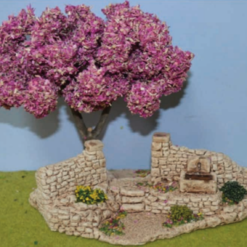 Bancaou avec arbre de Judée 18cmx11cm DC23012