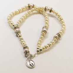 Bracelet/rosaire avec fermeture - imm. nacre + strass 35IM145
