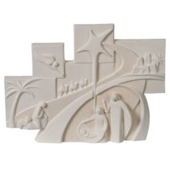 CADRE BAS RELIEF ARGILE REFRACTAIRE CRECHE NOEL 30X22,5CM