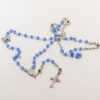 COLLIER ARGENT RHODIE CHAPELET VERRE FACETE BLEU 50+5CM