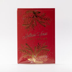 CARTE MEILLEURS VOEUX POUR CETTE NOUVELLE ANNEE ROUGE BRANCHES DOREES