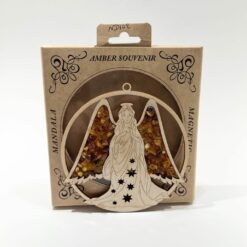 CADRE MAGNET ANGE EN BOIS ET AMBRE D11CM