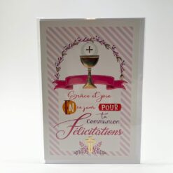 CARTE COMMUNION GRACE ET JOIE EN CE JOUR... ROSE 163B