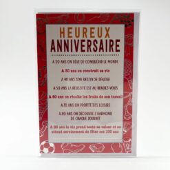 CARTE DOUBLE HEUREUX ANNIVERSAIRE A 20 ANS ON REVE DE CONQUERIR...ROUGE  2254B2254R