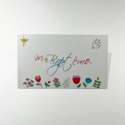 IMAGE MON BAPTEME CROIX COLOMBE FLEURS