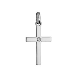 PENDENTIF PETITE CROIX ARGENT RHODIE 1 OXYDE BLANC SERTI