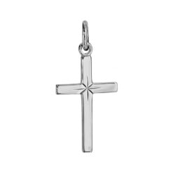 PENDENTIF CROIX ARGENT RHODIE DIAMANTE ETOILE 22MM