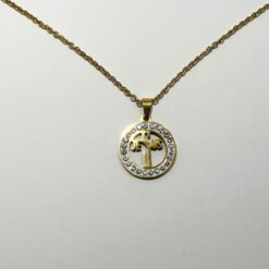 PENDENTIF + CHAINE EN ACIER DORE JESUS
