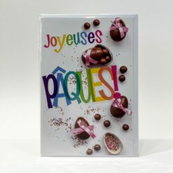 CARTE DOUBLE JOYEUSES PAQUES OEUFS EN CHOCOLAT