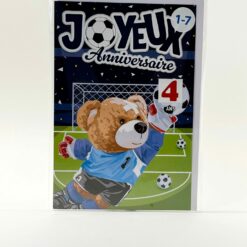 CARTE DOUBLE JOYEUX ANNIVERSAIRE 1-7 ANS OURSON BLEU