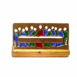 CHEVALET BOIS PLAQUE EN BRONZE LA CENE 4,5CM