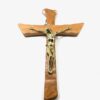 CROIX EN BOIS D'OLIVIER AVEC CHRIST EN BRONZE 22X15CM