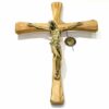 CROIX EN BOIS D'OLIVIER AVEC CHRIST EN BRONZE 20X15CM