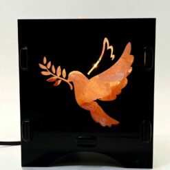 LAMPE COLOMBE AVEC PIERRE DE SEL DE L'HIMALAYA 12X12CM