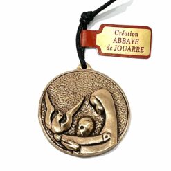 MEDAILLON EN BRONZE D'ART VIERGE ENFANT COLOMBE D5CM
