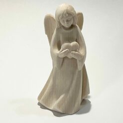 STATUE BOIS ANGE D'AMITIE COEUR 8CM BOIS SCULPTE NATUREL