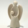 STATUE BOIS ANGE GARDIEN FILLE 9CM BOIS SCULPTE NATUREL