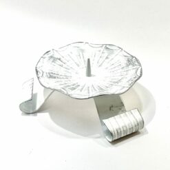 BOUGEOIR METAL AVEC BROCHE BLANC ARGENT D100MM
