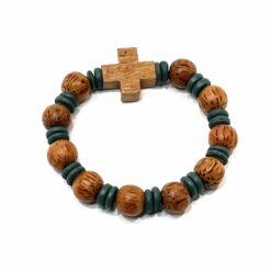 BRACELET DIZAINIER EN BOIS DE COCO ET PERLE KAKI RDC