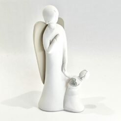 STATUE ANGE GARDIEN AILES BEIGES 12CM